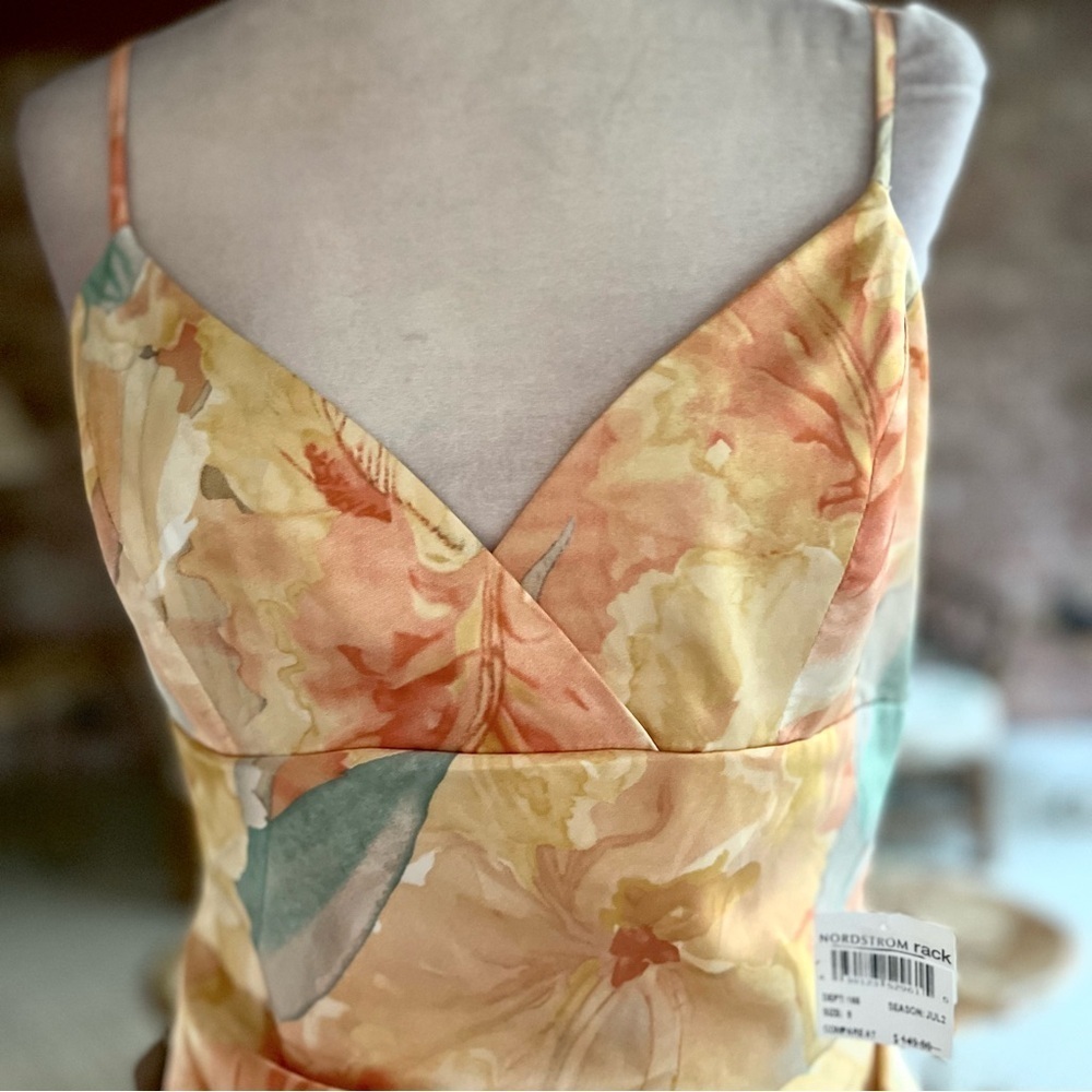 Bardot Kalani Yellow Floral Hi Low Midi Dress 8 NWT Cocktail Party - Picture 4 of 16